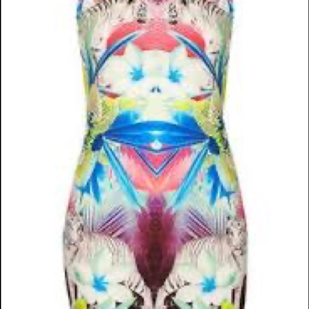 Topshop Tropical White Tiger Print Body-Con dress, Size 8 - Picture 3 of 8